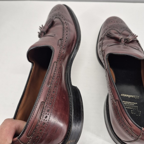 ALLEN EDMONDS Manchester 8537 Burgundy Leather WingTip Tassel Loafer Size 10 - Picture 8 of 10